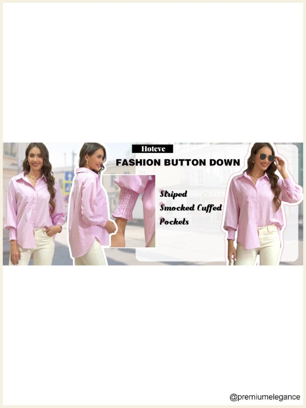 Wrinkle-Resistant Striped Oversized Button Down Blouse - Picture 5 of 6